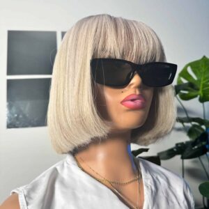 Icy grey fringe bob wig